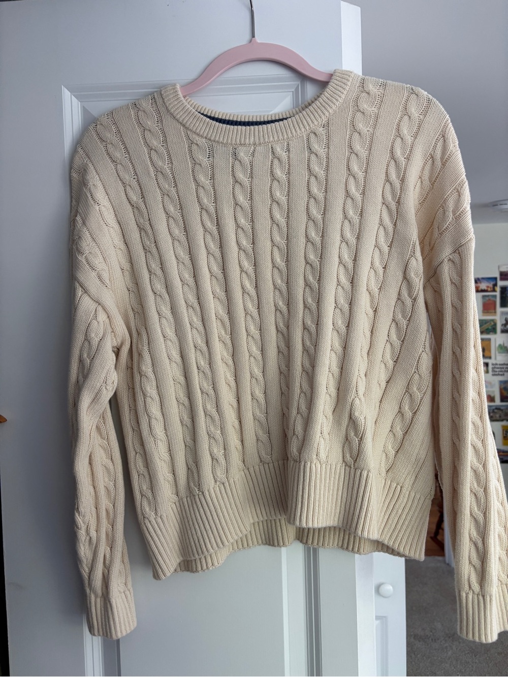 Cotton-On Cream Cable Knit Sweater - Classic Crewneck